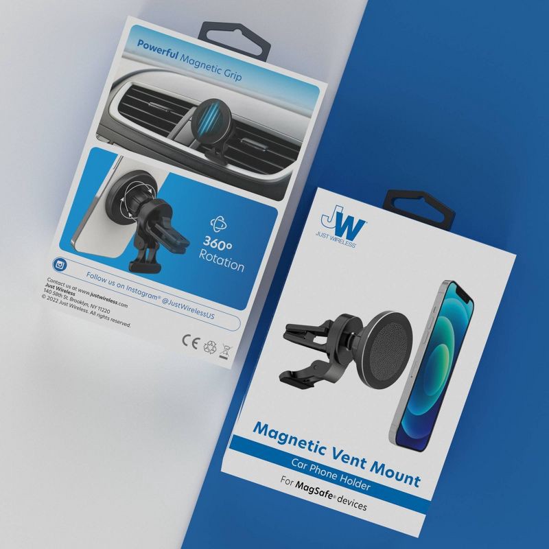 slide 6 of 6, Just Wireless Car Vent Mount for MagSafe Series - Black: Plastic Magnetic Phone Holder, 1 ct