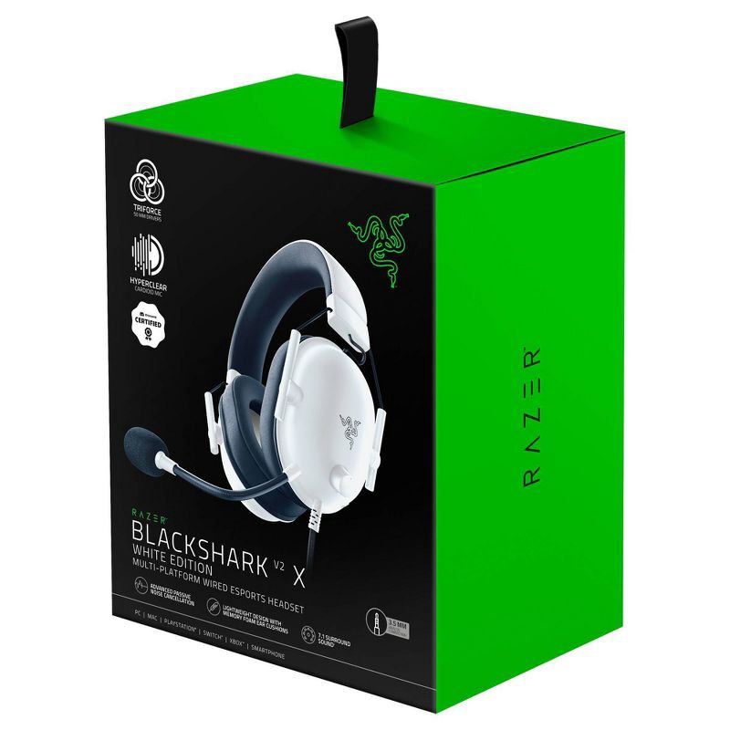slide 8 of 9, Razer Blackshark V2 X Wired Gaming Headset for PlayStation 4/Nintendo Switch/PC - White: macOS Compatible, Built-In Mic, 1 ct