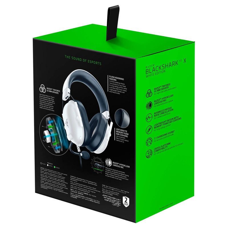 slide 9 of 9, Razer Blackshark V2 X Wired Gaming Headset for PlayStation 4/Nintendo Switch/PC - White: macOS Compatible, Built-In Mic, 1 ct