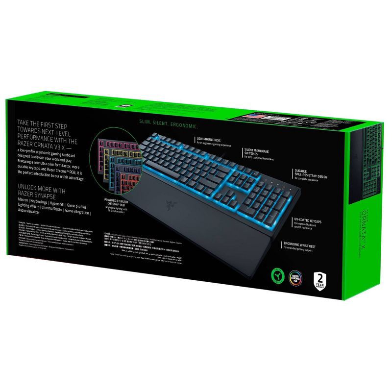 slide 9 of 10, Razer Ornata V3 X Low Profile Gaming Keyboard for PC: Ergonomic USB-A Membrane Keypad, 1 ct