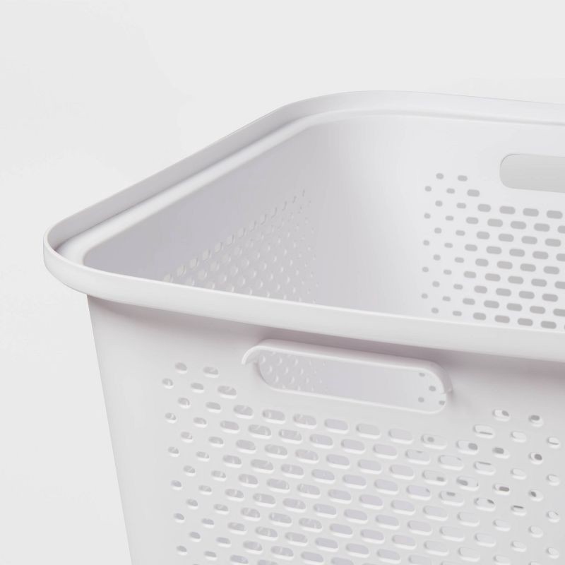 slide 3 of 4, Large Decorative Plastic Bin with Cutout Handles White - Brightroom™, 1 ct