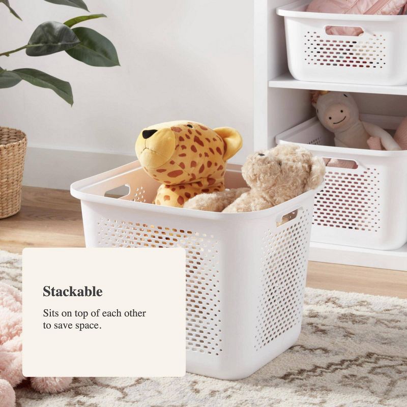 slide 4 of 4, Large Decorative Plastic Bin with Cutout Handles White - Brightroom™, 1 ct