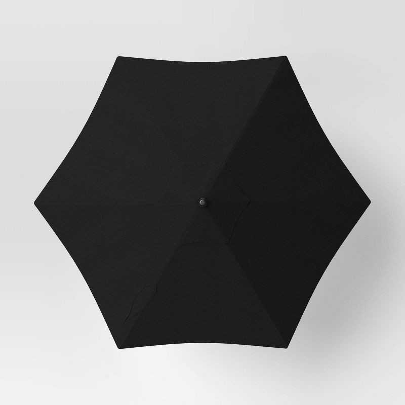 slide 3 of 5, Tempera 7.5' Round Outdoor Patio Market Umbrella Black - Room Essentials™: Steel Frame, Push-Up Lift, No Tilt, 1 ct
