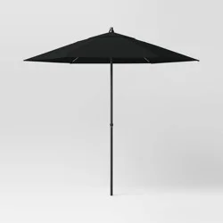 Tempera 7.5' Round Outdoor Patio Market Umbrella Black - Room Essentials™: Steel Frame, Push-Up Lift, No Tilt