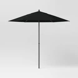 Tempera 7.5' Round Outdoor Patio Market Umbrella Black - Room Essentials™: Steel Frame, Push-Up Lift, No Tilt