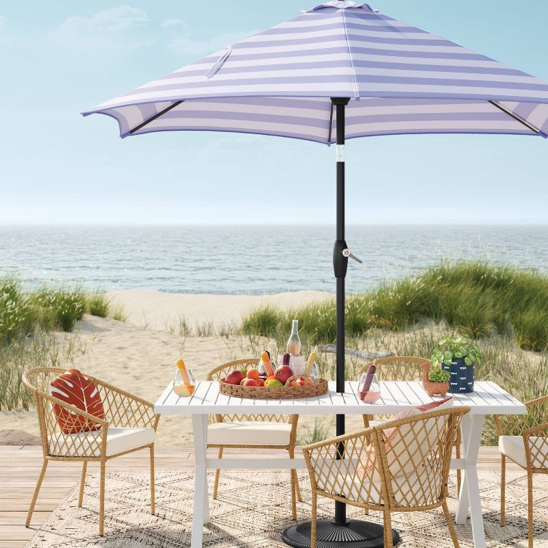 slide 2 of 6, 9' Round Cabana Stripe Outdoor Patio Market Umbrella with Black Pole - Threshold™: UV & Water-Resistant, 1 ct