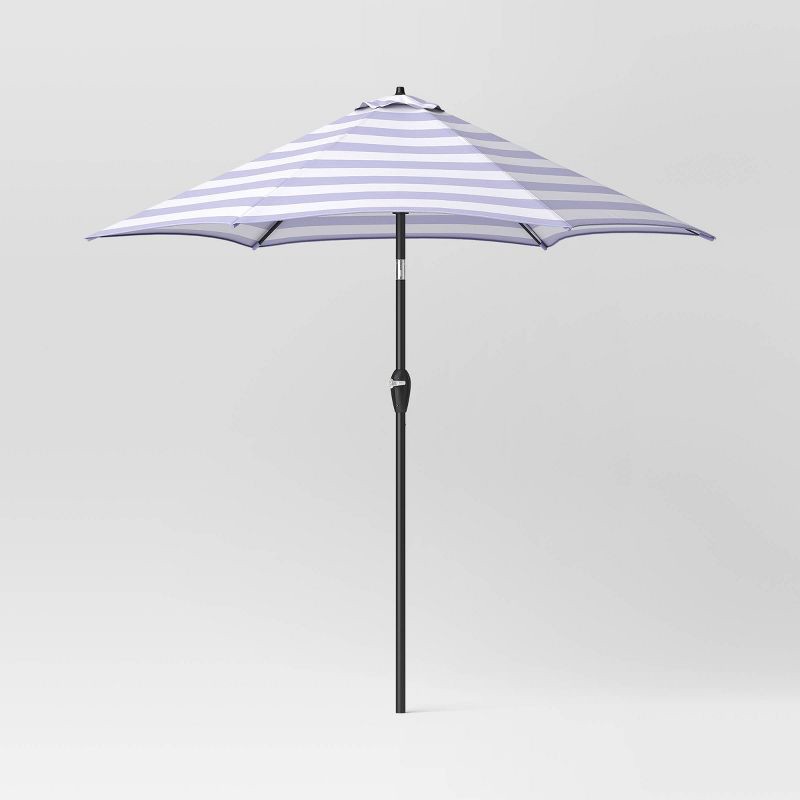 slide 1 of 6, 9' Round Cabana Stripe Outdoor Patio Market Umbrella with Black Pole - Threshold™: UV & Water-Resistant, 1 ct