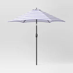 9' Round Cabana Stripe Outdoor Patio Market Umbrella with Black Pole - Threshold™: UV & Water-Resistant