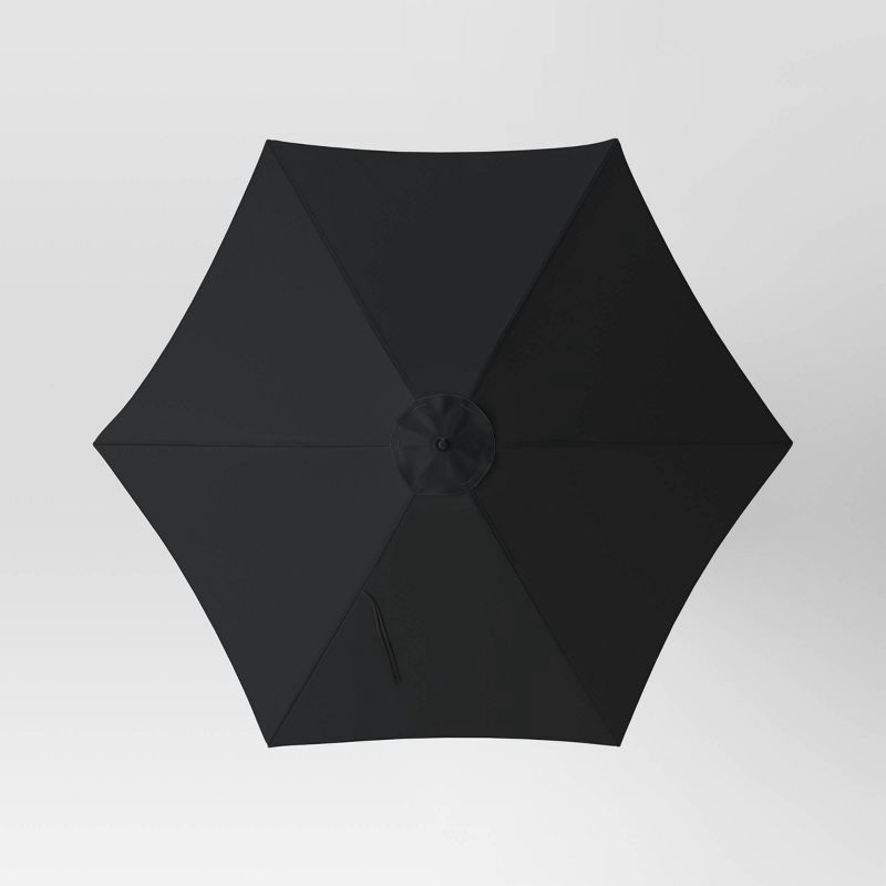 slide 4 of 6, 9' Round Outdoor Patio Market Umbrella Black with Black Pole - Room Essentials™: Fade-Resistant, Crank Lift, Push-Button Tilt, 1 ct