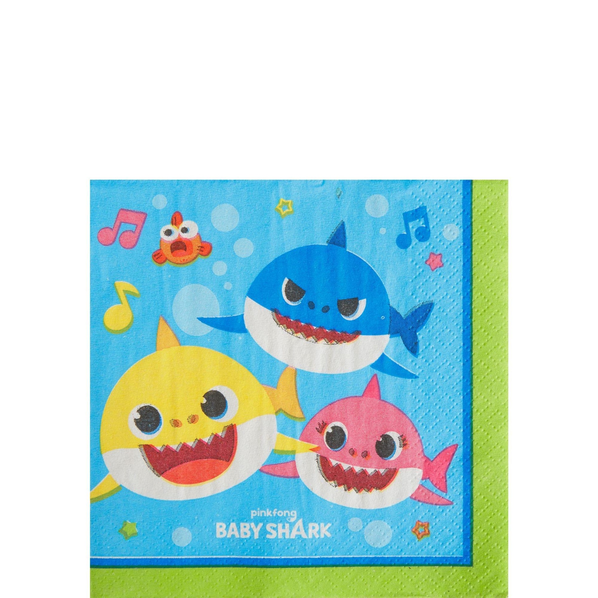 slide 1 of 1, Party City Baby Shark Beverage Napkins, 16 ct