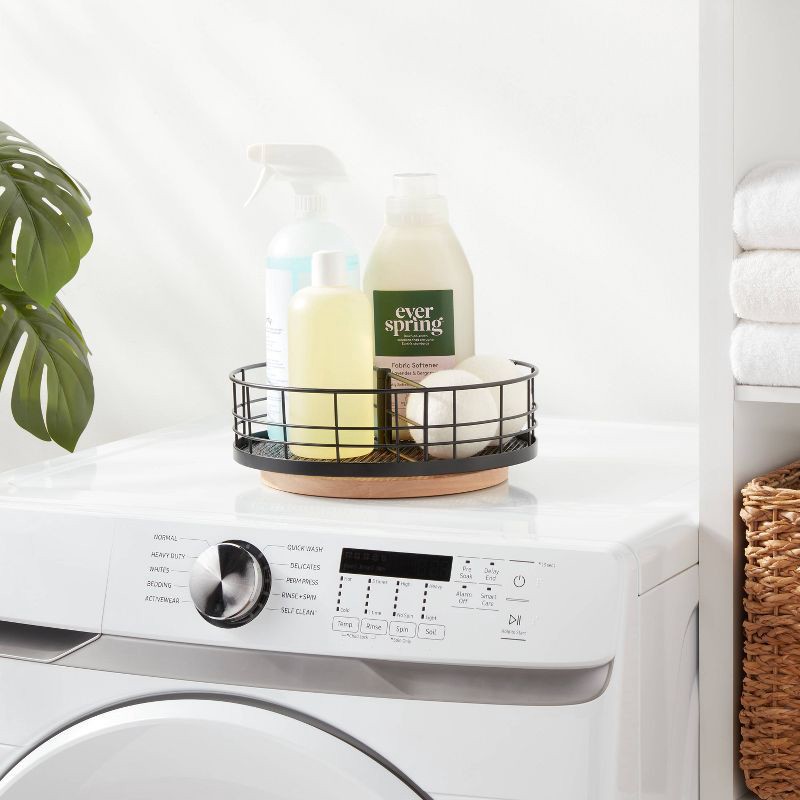 slide 2 of 4, Divided Turntable Black Wire with Natural Wood - Brightroom™, 1 ct