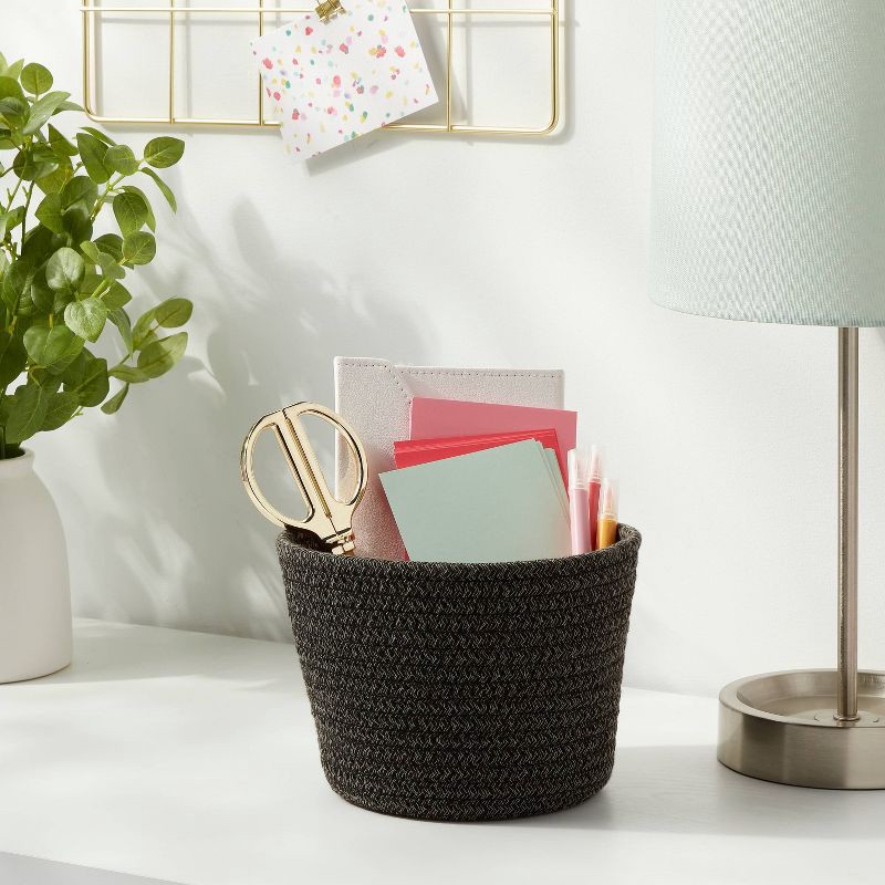 slide 2 of 3, Decorative Coiled Rope Basket Black - Brightroom™, 1 ct