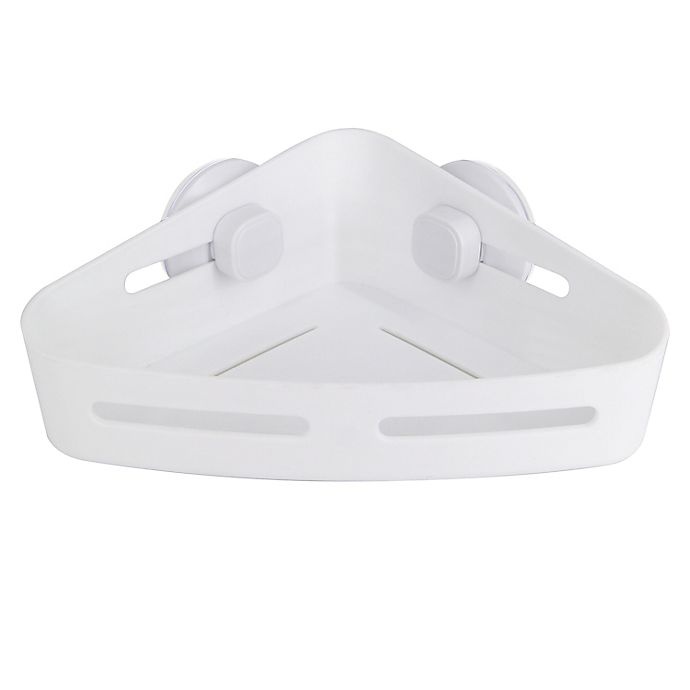 slide 1 of 1, Simply Essential Suction Corner Shower Basket - White, 1 ct