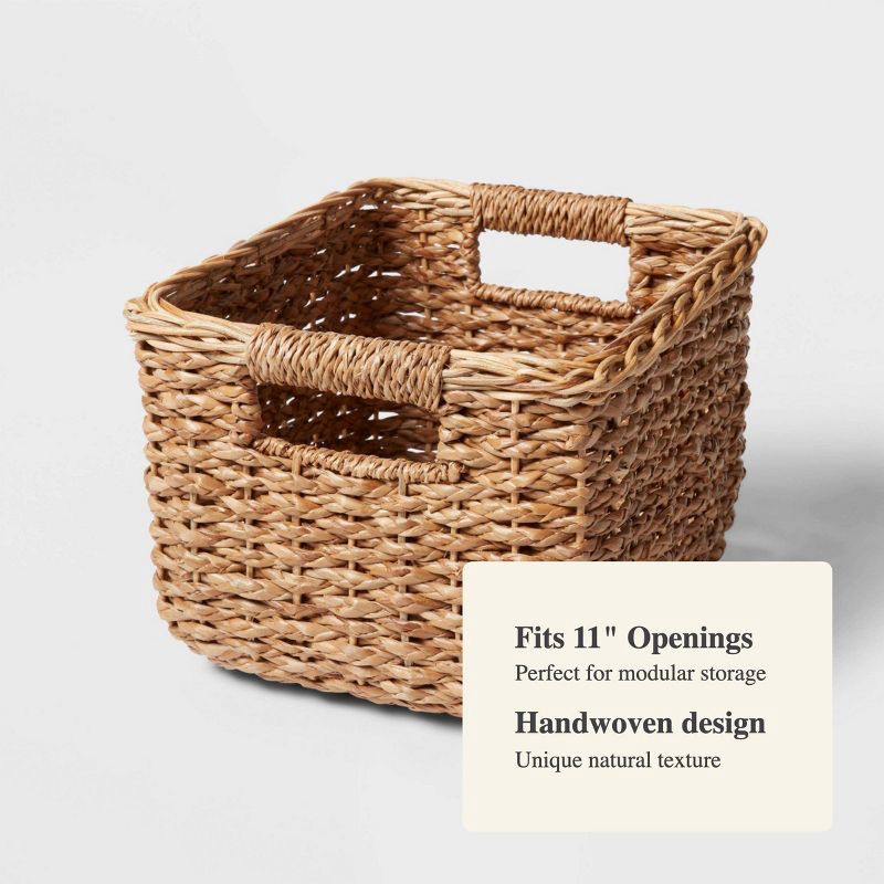 slide 4 of 4, Small Braided Seagrass Crate - Brightroom™: Handwoven Storage Basket, Khaki, Fits 11" Cube System, Nest Certified, 1 ct