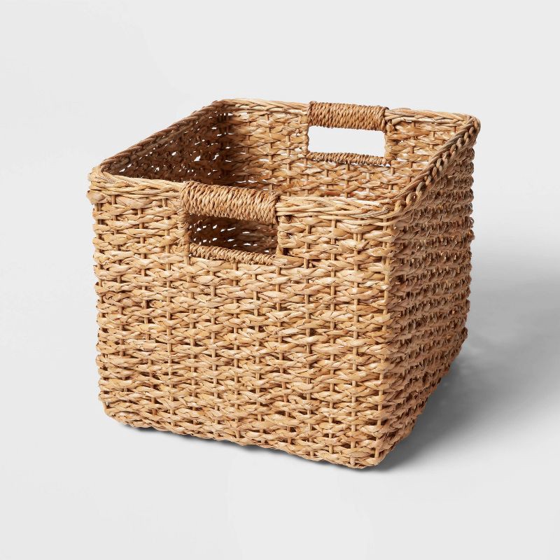 slide 1 of 3, Large Braided Seagrass Crate - Brightroom™: Handwoven Storage Basket, 13"x14.25"x11", Rectangle, Spot Clean, Nest Certified, 1 ct