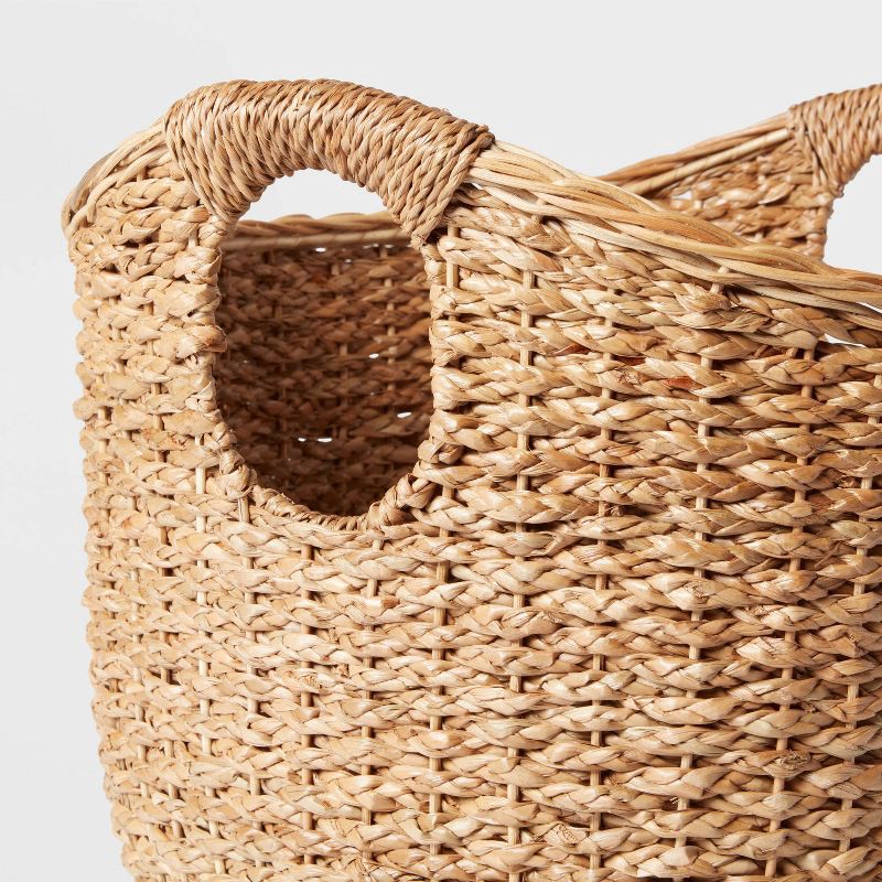 slide 3 of 4, Large Round Braided Seagrass Basket - Brightroom™: Handwoven Khaki Wicker for Blanket Storage, Nest Certified, 1 ct