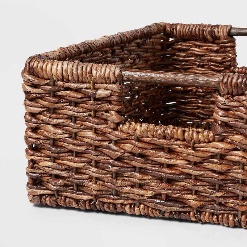 slide 3 of 4, Woven Abaca Folio Bin - Brightroom™: Handwoven Brown Storage Basket, Rectangle, Lacquered Finish, Ethical Handcraft, 1 ct