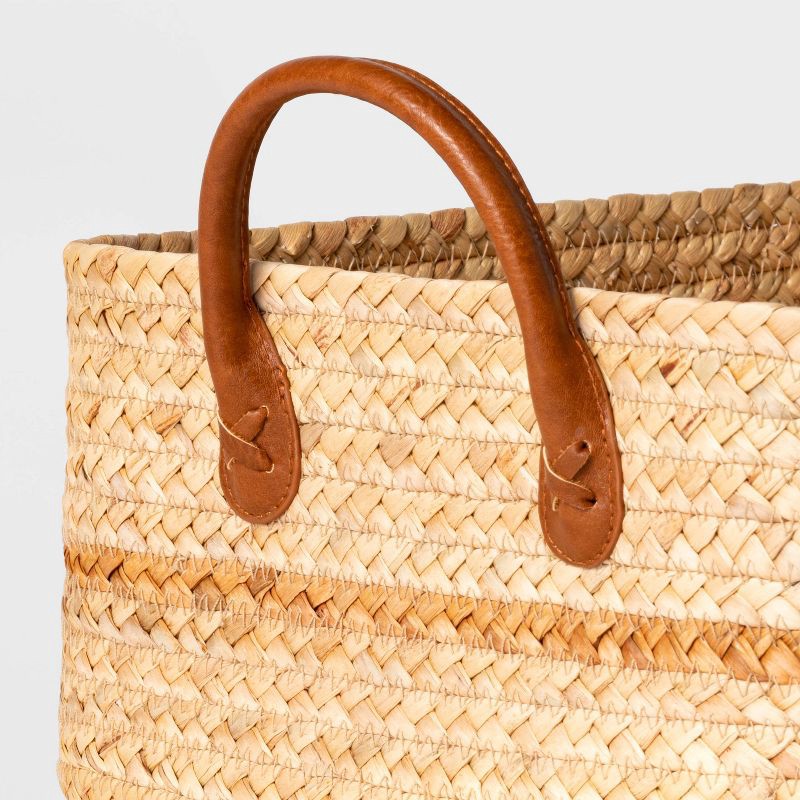 slide 3 of 4, Braided Water Hyacinth Folio Basket with Faux Leather Handles - Threshold™: Storage & Organization, 11" Cube Compatible, 1 ct
