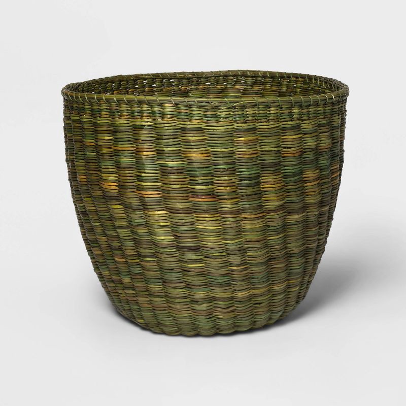 slide 1 of 4, Large Round Woven Junco Basket Light Green - Threshold, 1 ct