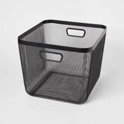 Large Metal Mesh Bin Black - Brightroom™: Carbon Steel, Rectangle, Storage & Organization with Handles
