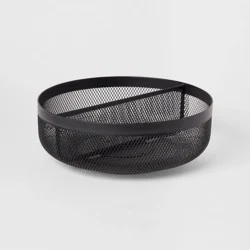 11" Metal Mesh Turn Table Black - Brightroom™: Portable Round Carbon Steel Decorative Storage Bin