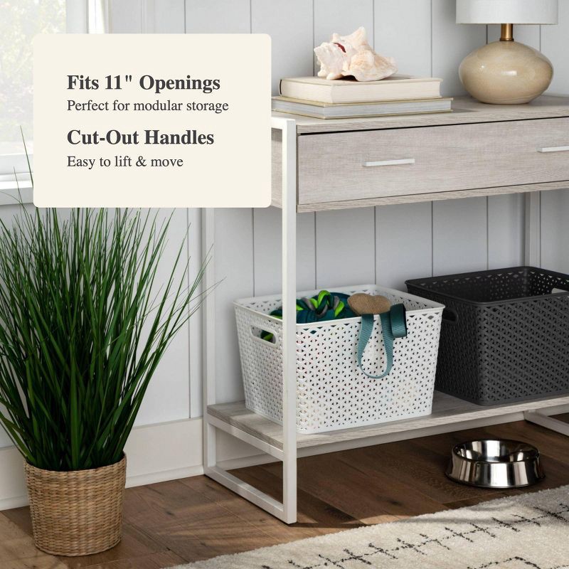 slide 4 of 7, Large Y-Weave Decorative Storage Basket White - Brightroom™: Cut-Out Handles, Fits 11" Cube System, 1 ct