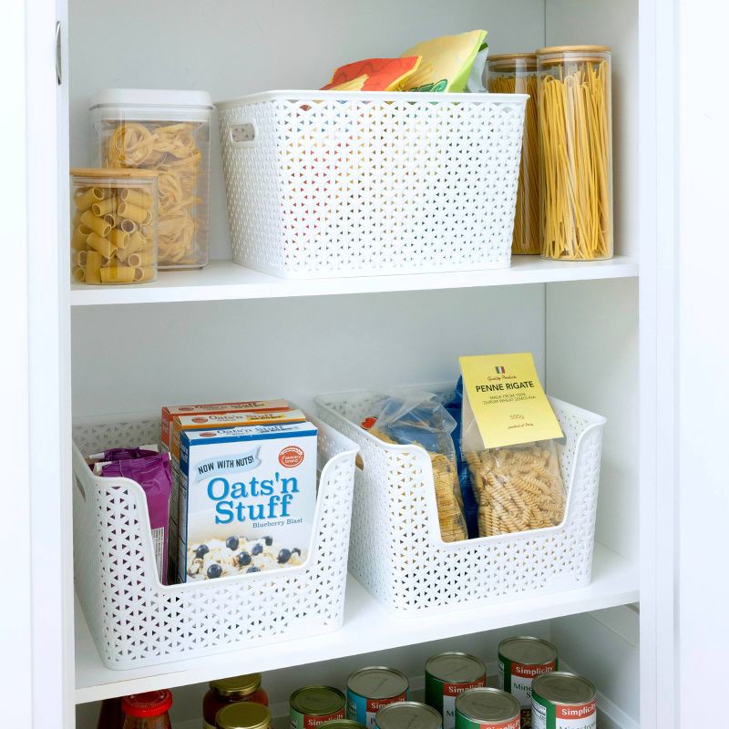 slide 7 of 7, Large Y-Weave Decorative Storage Basket White - Brightroom™: Cut-Out Handles, Fits 11" Cube System, 1 ct