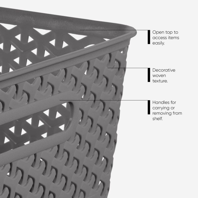 slide 5 of 7, Large Y-Weave Decorative Storage Basket Gray - Brightroom™: Cut-Out Handles, Fits 11" Cube System, 1 ct