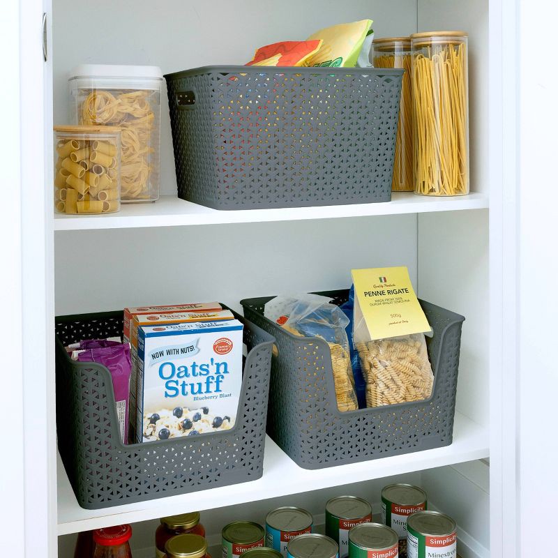 slide 7 of 7, Large Y-Weave Decorative Storage Basket Gray - Brightroom™: Cut-Out Handles, Fits 11" Cube System, 1 ct
