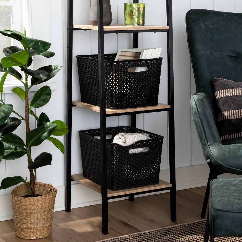slide 2 of 7, Large Y-Weave Decorative Storage Basket Black - Brightroom™: Cut-Out Handles, 11 Inch Cube Compatible, 1 ct