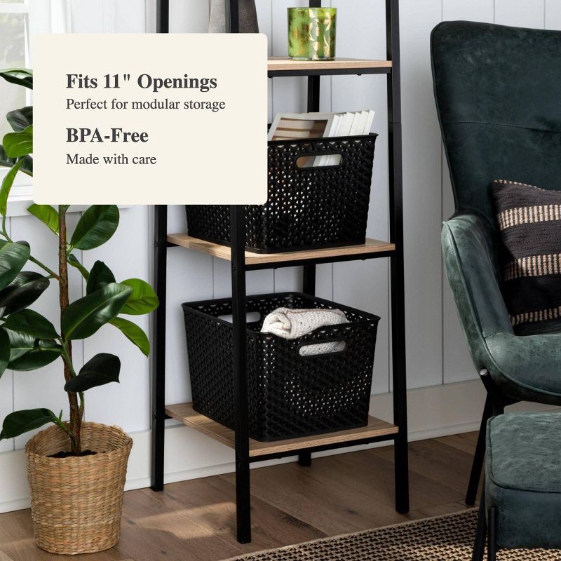 slide 4 of 7, Large Y-Weave Decorative Storage Basket Black - Brightroom™: Cut-Out Handles, 11 Inch Cube Compatible, 1 ct