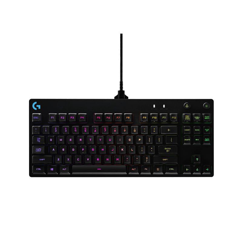 slide 1 of 11, Logitech Pro Mechanical Gaming Keyboard for PC: TKL, RGB Lighting, Micro USB Connection, 1 ct