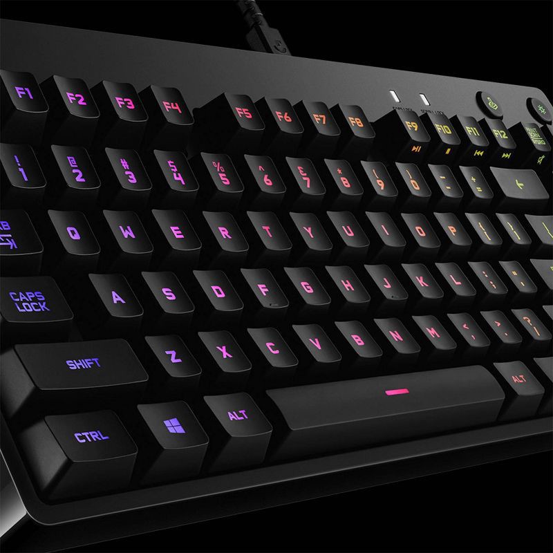 slide 8 of 11, Logitech Pro Mechanical Gaming Keyboard for PC: TKL, RGB Lighting, Micro USB Connection, 1 ct