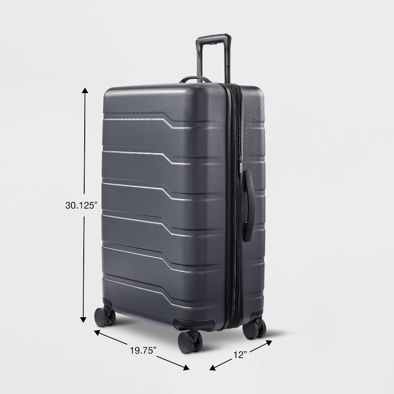 slide 6 of 6, Hardside Large Checked Suitcase Gray - Open Story™, 1 ct