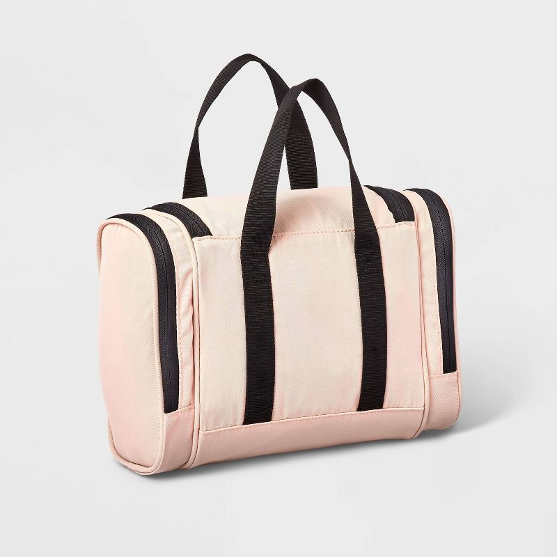 slide 3 of 3, Large Hanging Toiletry Bag Pink - Open Story™: Water Repellent Zipper Case, 1 ct