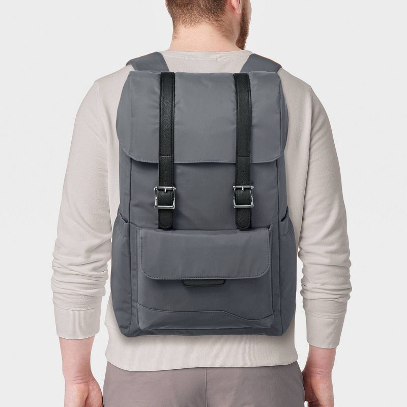 slide 2 of 4, Fitted Flap Backpack Gray - Open Story™, 1 ct
