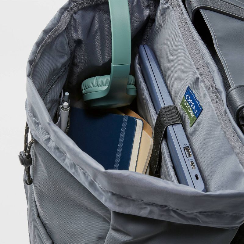 slide 3 of 4, Fitted Flap Backpack Gray - Open Story™, 1 ct