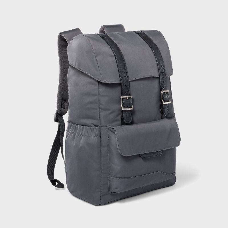 slide 1 of 4, Fitted Flap Backpack Gray - Open Story™, 1 ct