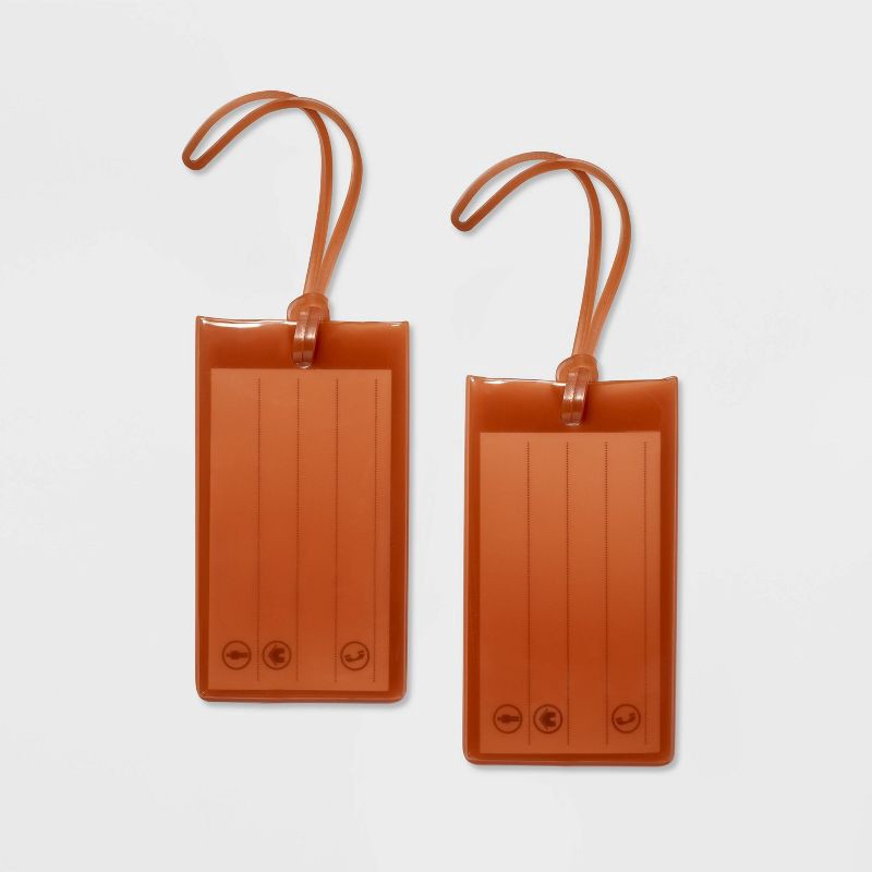 slide 1 of 3, 2pk Jelly Luggage Tag Amber Brown - Open Story™, 2 ct