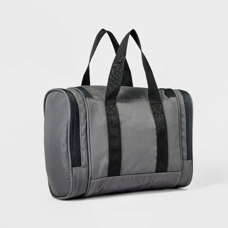 slide 3 of 3, Large Hanging Toiletry Bag Gray - Open Story™: Travel Accessory with Zipper Closure, 1 ct