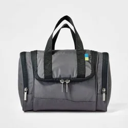 Large Hanging Toiletry Bag Gray - Open Story™: Travel Accessory with Zipper Closure