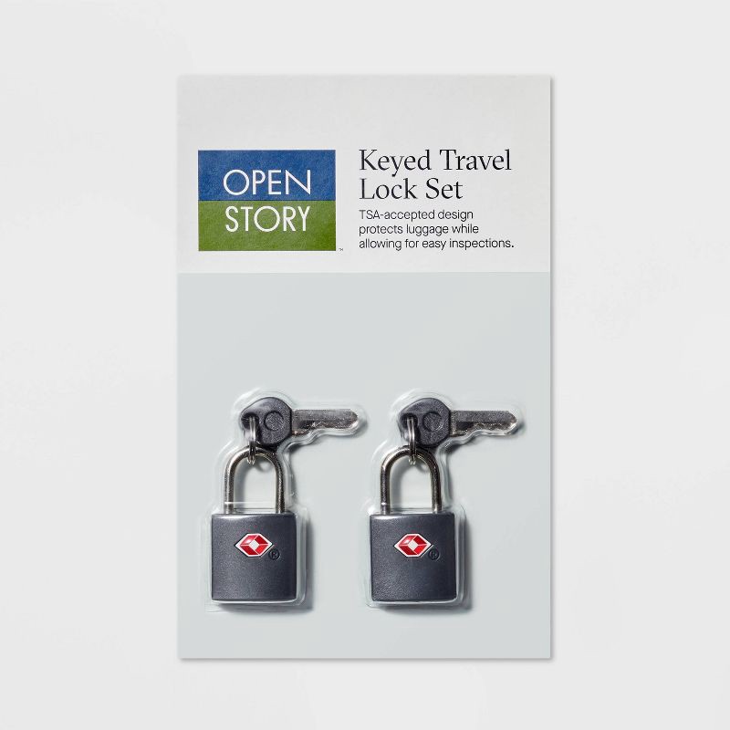 slide 3 of 3, 2pk Key Luggage Lock Gray - Open Story™, 2 ct