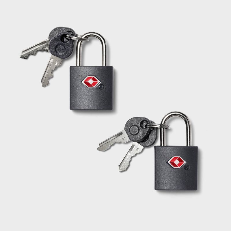 slide 1 of 3, 2pk Key Luggage Lock Gray - Open Story™, 2 ct