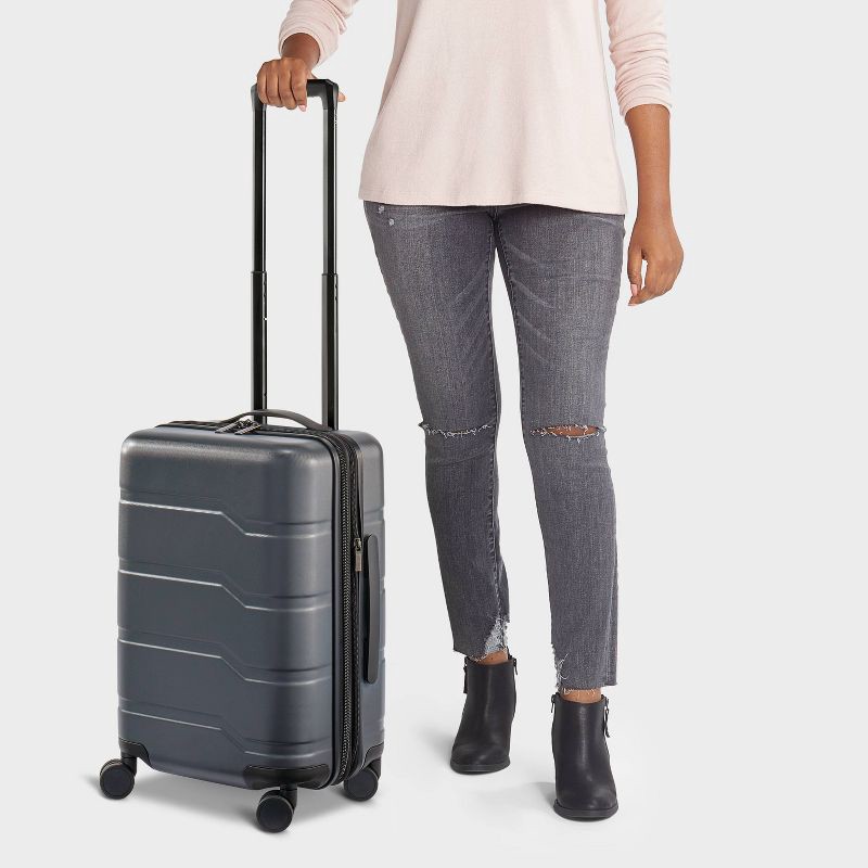 slide 2 of 6, Hardside Carry On Suitcase Gray - Open Story™, 1 ct