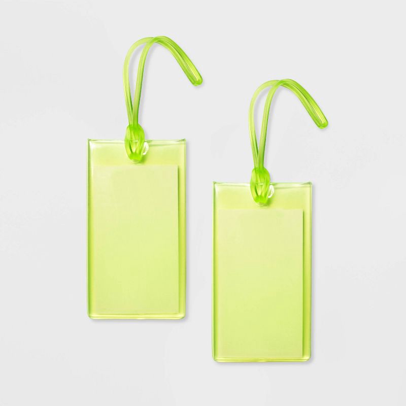 slide 3 of 3, 2pk Jelly Luggage Tag Lime Green - Open Story™, 2 ct