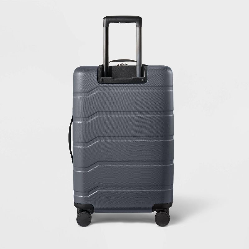 slide 3 of 6, Hardside Medium Checked Suitcase Gray - Open Story™, 1 ct