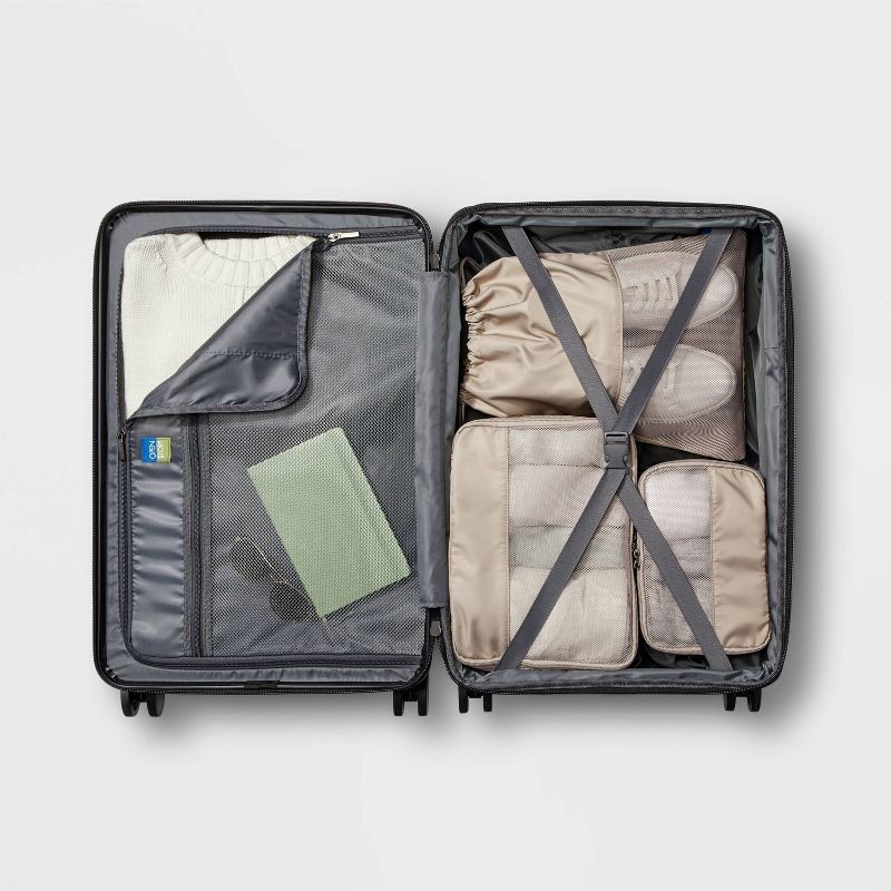 slide 5 of 6, Hardside Medium Checked Suitcase Gray - Open Story™, 1 ct