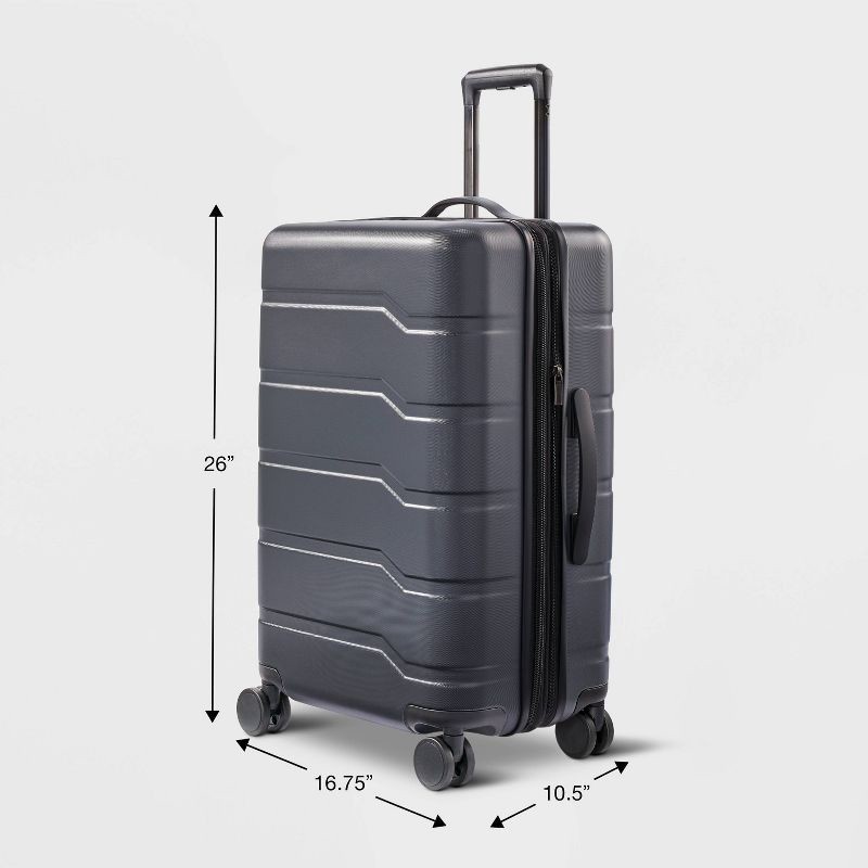 slide 6 of 6, Hardside Medium Checked Suitcase Gray - Open Story™, 1 ct