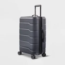 Hardside Medium Checked Suitcase Gray - Open Story™: 8-Wheel, Water-Resistant, 72L