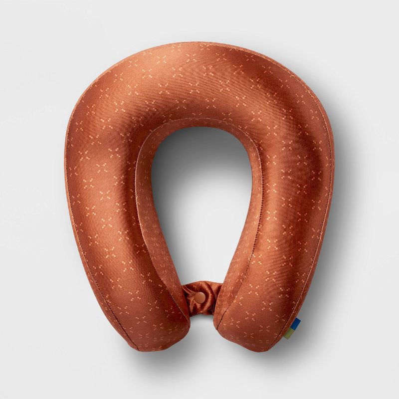 slide 1 of 4, Memory Foam Travel Neck Pillow Amber Brown - Open Story™, 1 ct